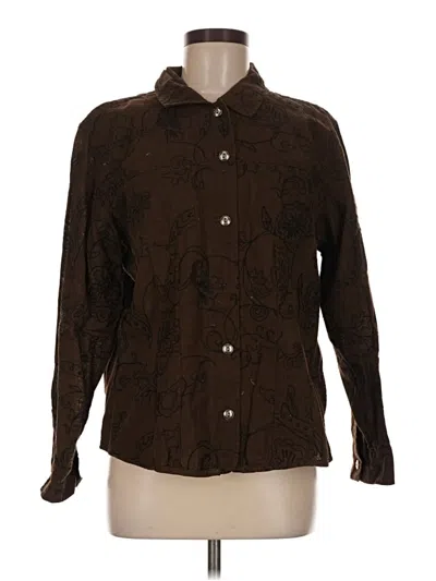 Pre-owned Chico's Long Sleeve Button Down Shirt In Brown