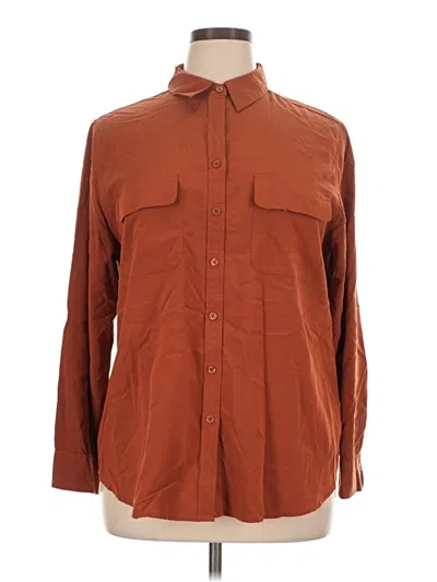 Pre-owned Chico's Long Sleeve Button Down Shirt In Brown