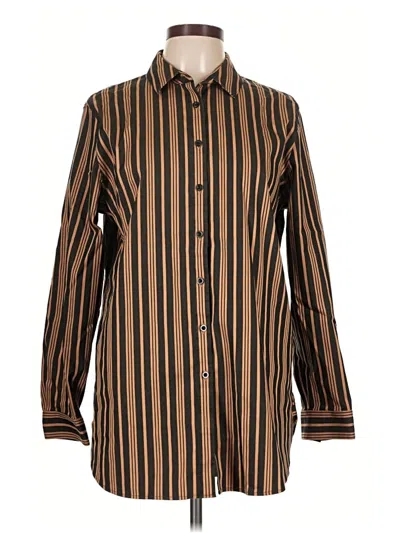 Pre-owned Chico's Long Sleeve Button Down Shirt In Brown