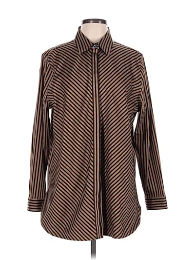 Pre-owned Chico's Long Sleeve Button Down Shirt In Brown