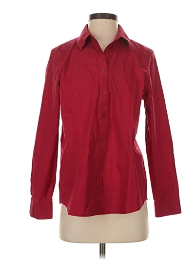 Pre-owned Chico's Long Sleeve Button Down Shirt In Burgundy