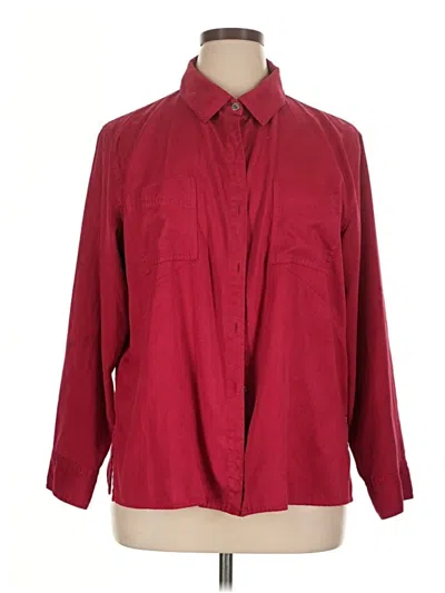 Pre-owned Chico's Long Sleeve Button Down Shirt In Burgundy
