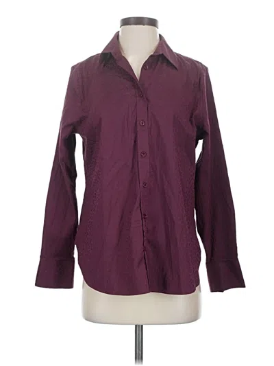 Pre-owned Chico's Long Sleeve Button Down Shirt In Burgundy
