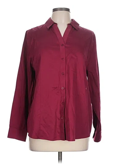 Pre-owned Chico's Long Sleeve Button Down Shirt In Burgundy
