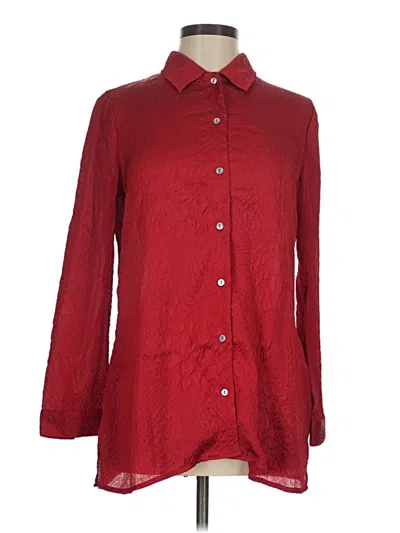 Pre-owned Chico's Long Sleeve Button Down Shirt In Burgundy