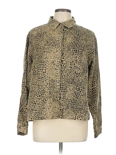 Pre-owned Chico's Long Sleeve Button Down Shirt In Gold
