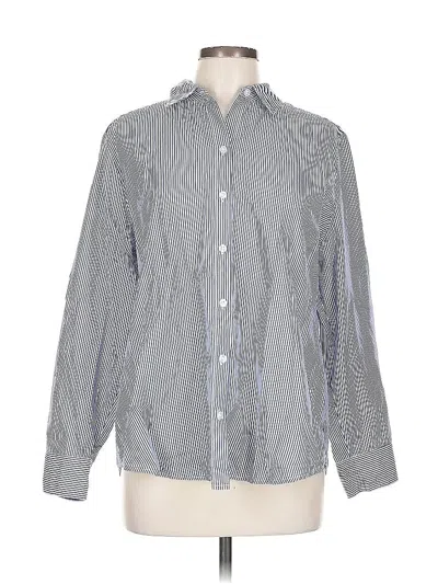 Pre-owned Chico's Long Sleeve Button Down Shirt In Gray