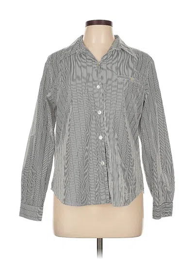 Pre-owned Chico's Long Sleeve Button Down Shirt In Gray