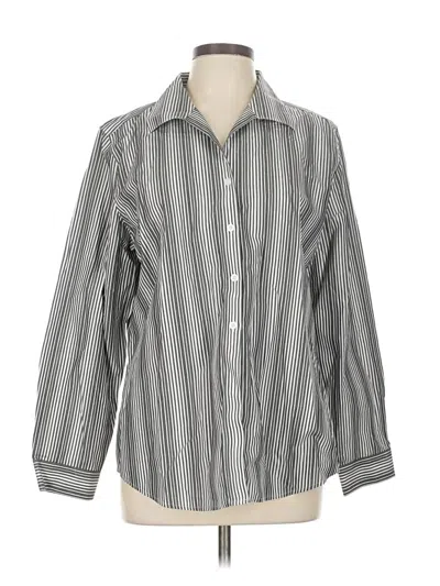 Pre-owned Chico's Long Sleeve Button Down Shirt In Gray