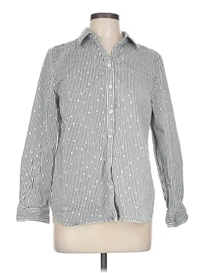 Pre-owned Chico's Long Sleeve Button Down Shirt In Gray