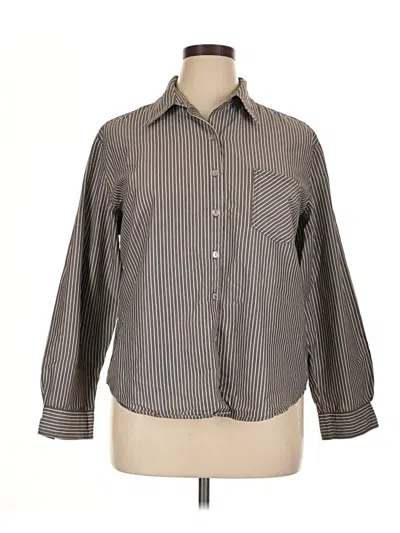 Pre-owned Chico's Long Sleeve Button Down Shirt In Gray