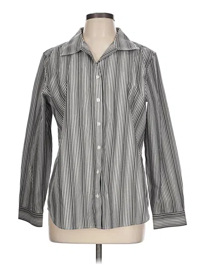 Pre-owned Chico's Long Sleeve Button Down Shirt In Gray
