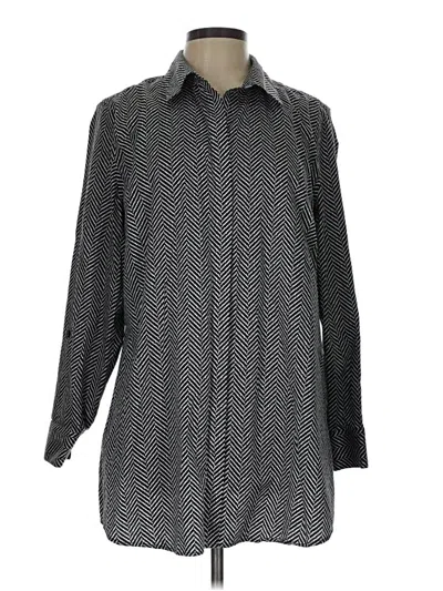 Pre-owned Chico's Long Sleeve Button Down Shirt In Gray