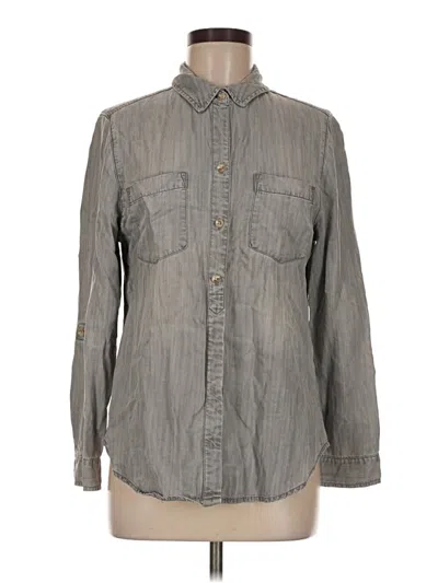 Pre-owned Chico's Long Sleeve Button Down Shirt In Gray