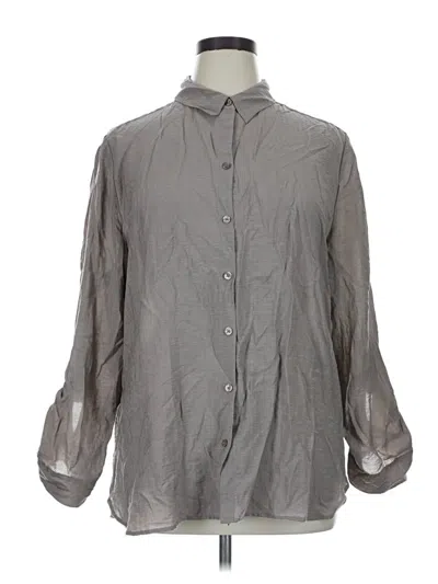 Pre-owned Chico's Long Sleeve Button Down Shirt In Gray