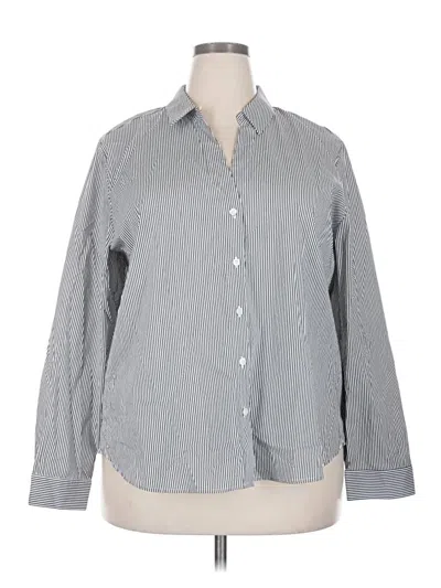 Pre-owned Chico's Long Sleeve Button Down Shirt In Gray