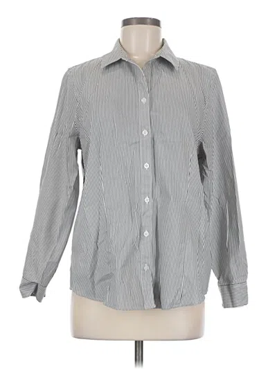 Pre-owned Chico's Long Sleeve Button Down Shirt In Gray