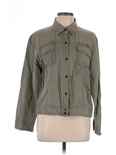 Pre-owned Chico's Long Sleeve Button Down Shirt In Green