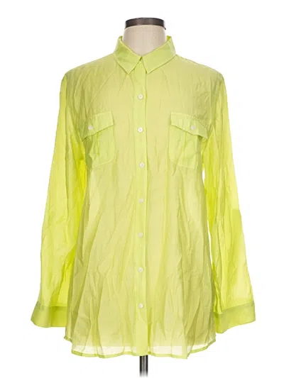 Pre-owned Chico's Long Sleeve Button Down Shirt In Green