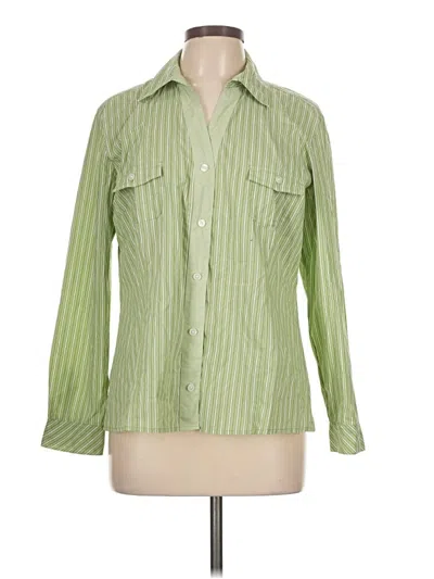 Pre-owned Chico's Long Sleeve Button Down Shirt In Green