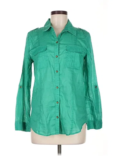 Pre-owned Chico's Long Sleeve Button Down Shirt In Green
