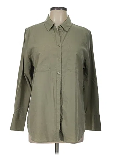 Pre-owned Chico's Long Sleeve Button Down Shirt In Green