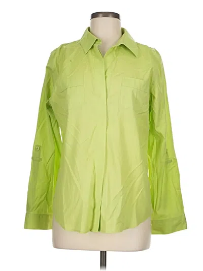 Pre-owned Chico's Long Sleeve Button Down Shirt In Green