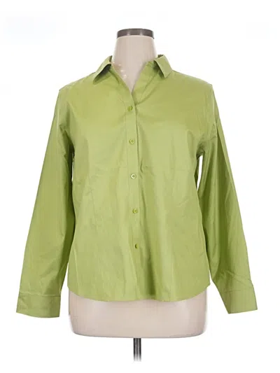 Pre-owned Chico's Long Sleeve Button Down Shirt In Green
