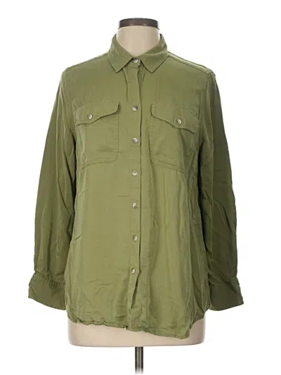Pre-owned Chico's Long Sleeve Button Down Shirt In Green