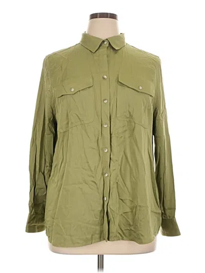 Pre-owned Chico's Long Sleeve Button Down Shirt In Green