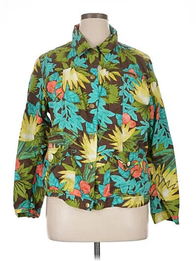 Pre-owned Chico's Long Sleeve Button Down Shirt In Green