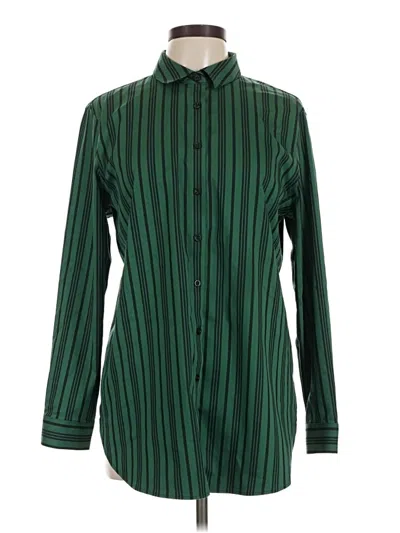 Pre-owned Chico's Long Sleeve Button Down Shirt In Green