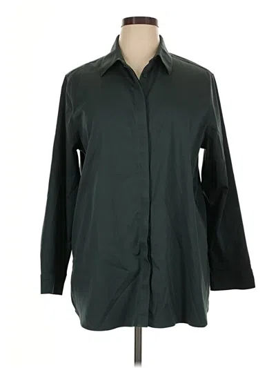 Pre-owned Chico's Long Sleeve Button Down Shirt In Green