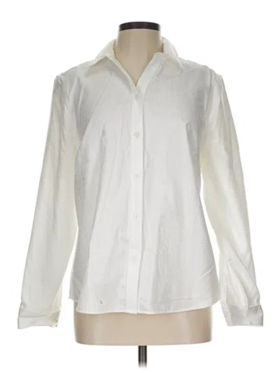 Pre-owned Chico's Long Sleeve Button Down Shirt In Ivory