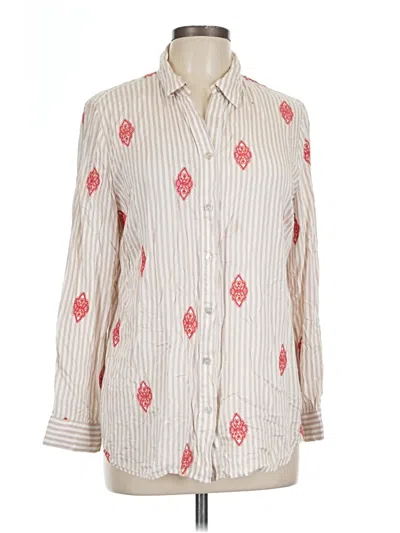 Pre-owned Chico's Long Sleeve Button Down Shirt In Ivory