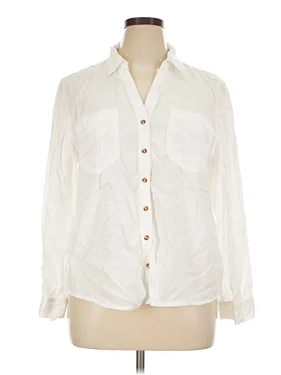 Pre-owned Chico's Long Sleeve Button Down Shirt In Ivory