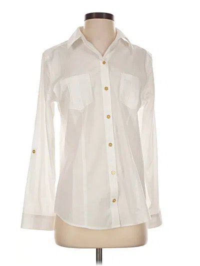Pre-owned Chico's Long Sleeve Button Down Shirt In Ivory