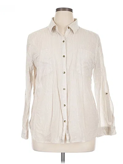 Pre-owned Chico's Long Sleeve Button Down Shirt In Ivory