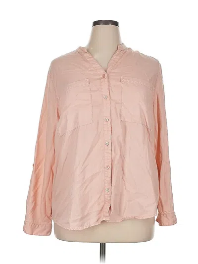 Pre-owned Chico's Long Sleeve Button Down Shirt In Pink