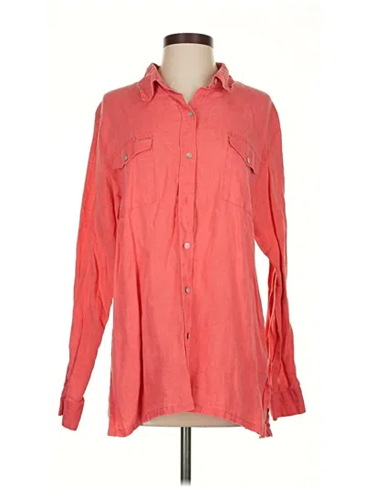 Pre-owned Chico's Long Sleeve Button Down Shirt In Red