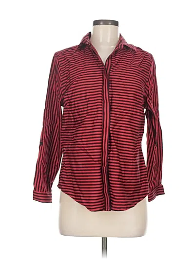 Pre-owned Chico's Long Sleeve Button Down Shirt In Red