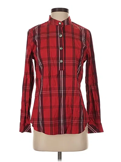 Pre-owned Chico's Long Sleeve Button Down Shirt In Red