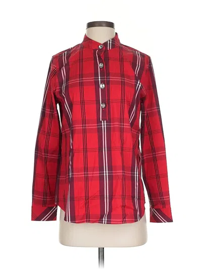 Pre-owned Chico's Long Sleeve Button Down Shirt In Red