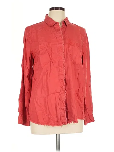 Pre-owned Chico's Long Sleeve Button Down Shirt In Red