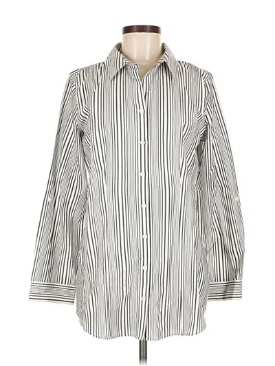 Pre-owned Chico's Long Sleeve Button Down Shirt In Silver