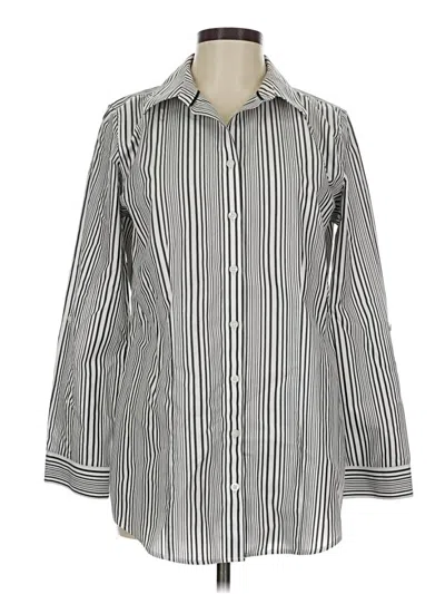 Pre-owned Chico's Long Sleeve Button Down Shirt In Silver