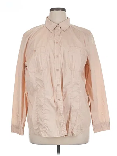 Pre-owned Chico's Long Sleeve Button Down Shirt In Tan
