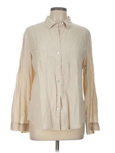 Pre-owned Chico's Long Sleeve Button Down Shirt In Tan