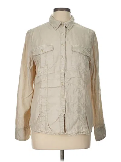 Pre-owned Chico's Long Sleeve Button Down Shirt In Tan