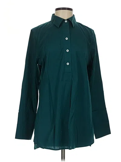 Pre-owned Chico's Long Sleeve Button Down Shirt In Teal